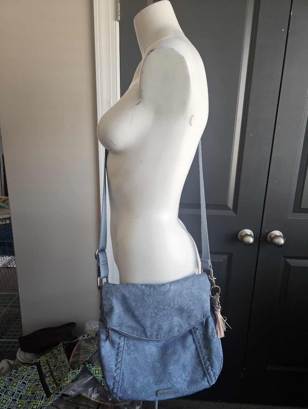 Sakroots Artist Circle Foldover Blue Crossbody Convertible Bag